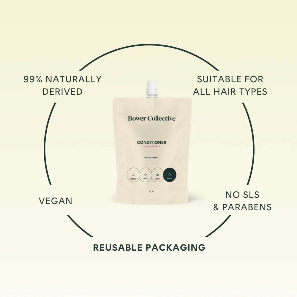 Bower Conditioner Refill – Dahlia & Vanilla 1L - Image 3