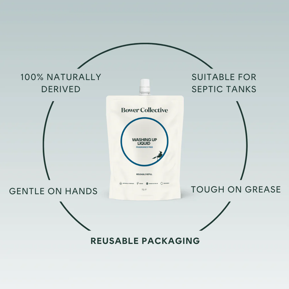 Bower Washing Up Liquid Refill - Fragrance Free 1L - Image 3