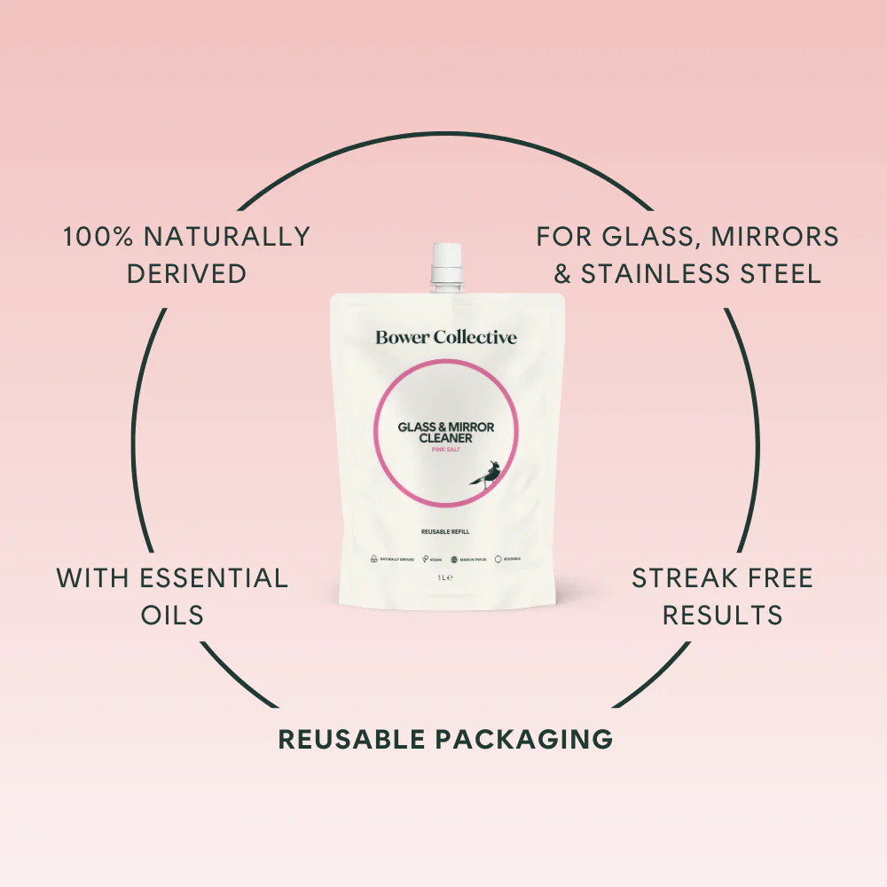 Bower Glass & Mirror Cleaner Refill – Pink Salt 1L - Image 3