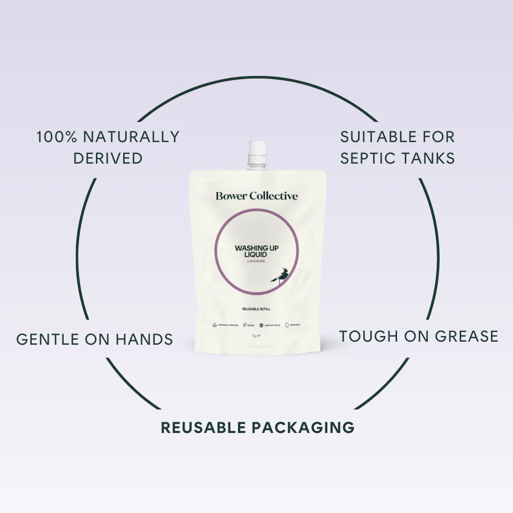 Bower Washing Up Liquid Refill - Lavender 1L - Image 3