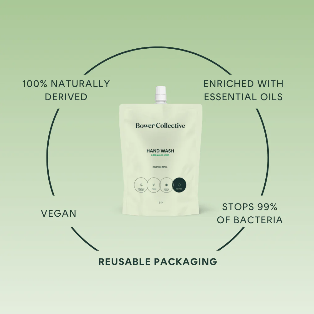 Bower Natural Hand Wash Refill - Lime & Aloe Vera 1L - Image 3