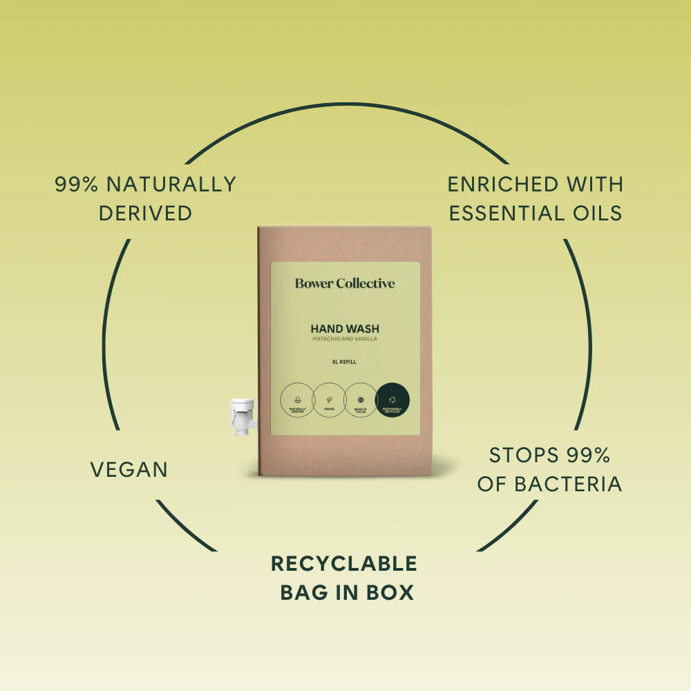 Bower Natural Hand Wash Refill - Pistachio & Vanilla - Bag in Box - 5L - Image 3
