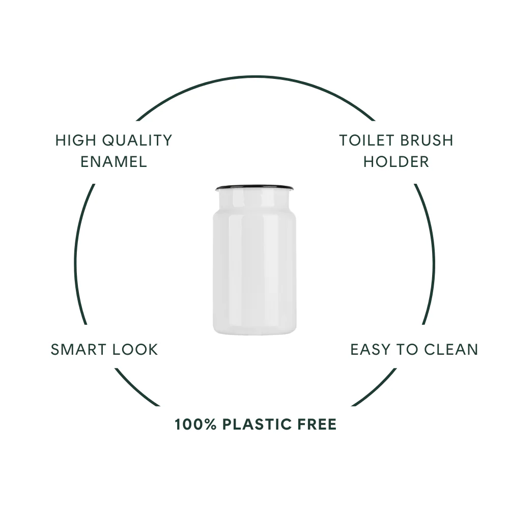 Enamel Toilet Brush Holder & Plastic-Free Toilet Brush - Image 3
